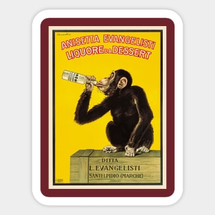 Vintage Drinking Monkey Sticker